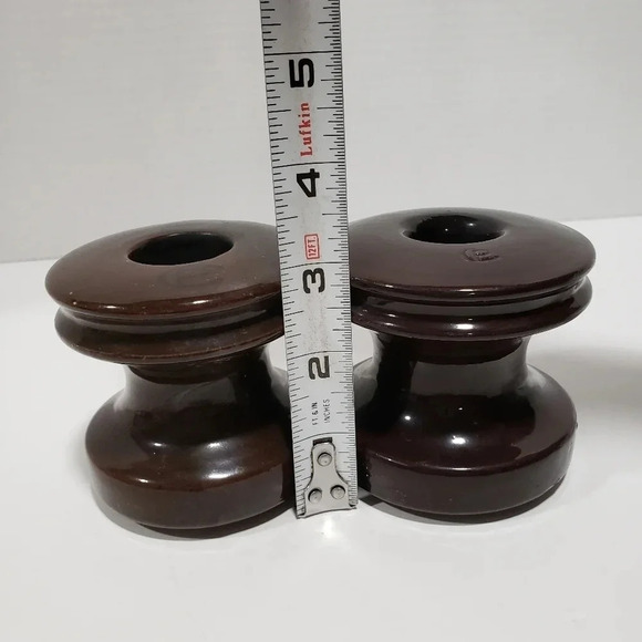 Vintage Set of 2 Ceramic  Brown Glazed Insulators. - Picture 5 of 5